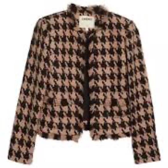 NEW L'agence Agelina Houndstooth Open Front Blazer size 4 Cappuccino Black - Picture 3 of 10